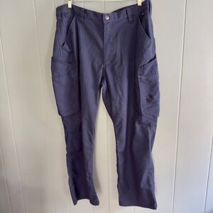 Carhartt utility pants men 38x30 navy cargo workwear distressed paint stain hole
